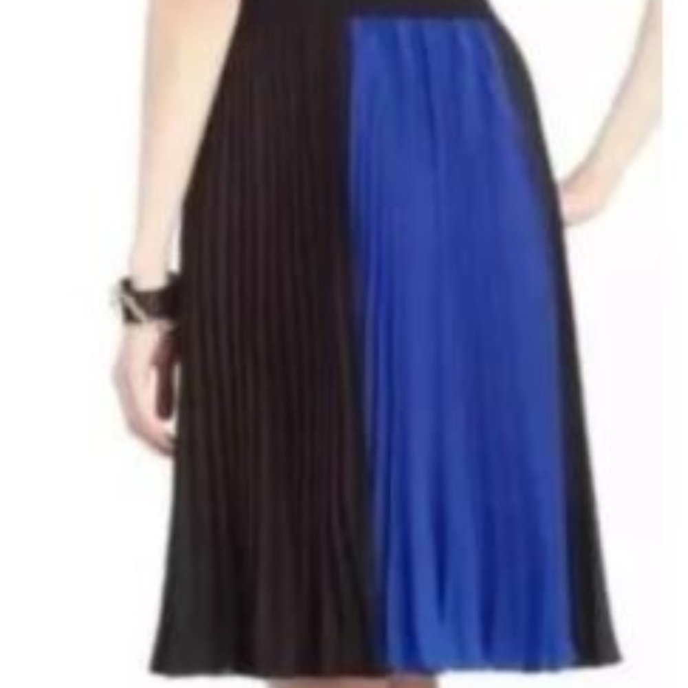 BCBG Blue and Black Pleated Skirt